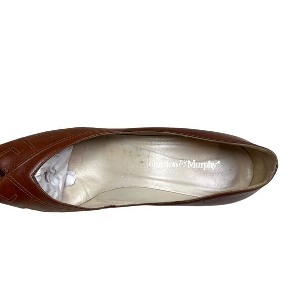 Johnston & Murphy Womens Pump Heel Leather Peep Toe Brown Sz 8.5AA Made in Italy - Picture 6 of 9